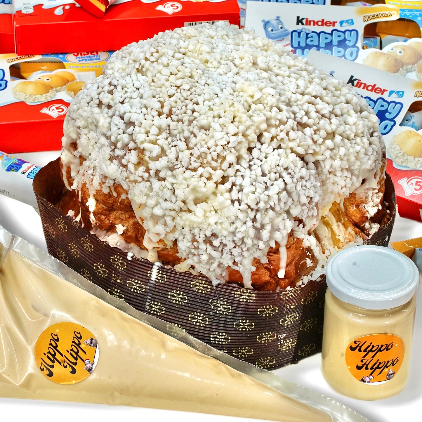 Panettone Hippo + sac a poche da 350gr + vasetto crema extra 150gr