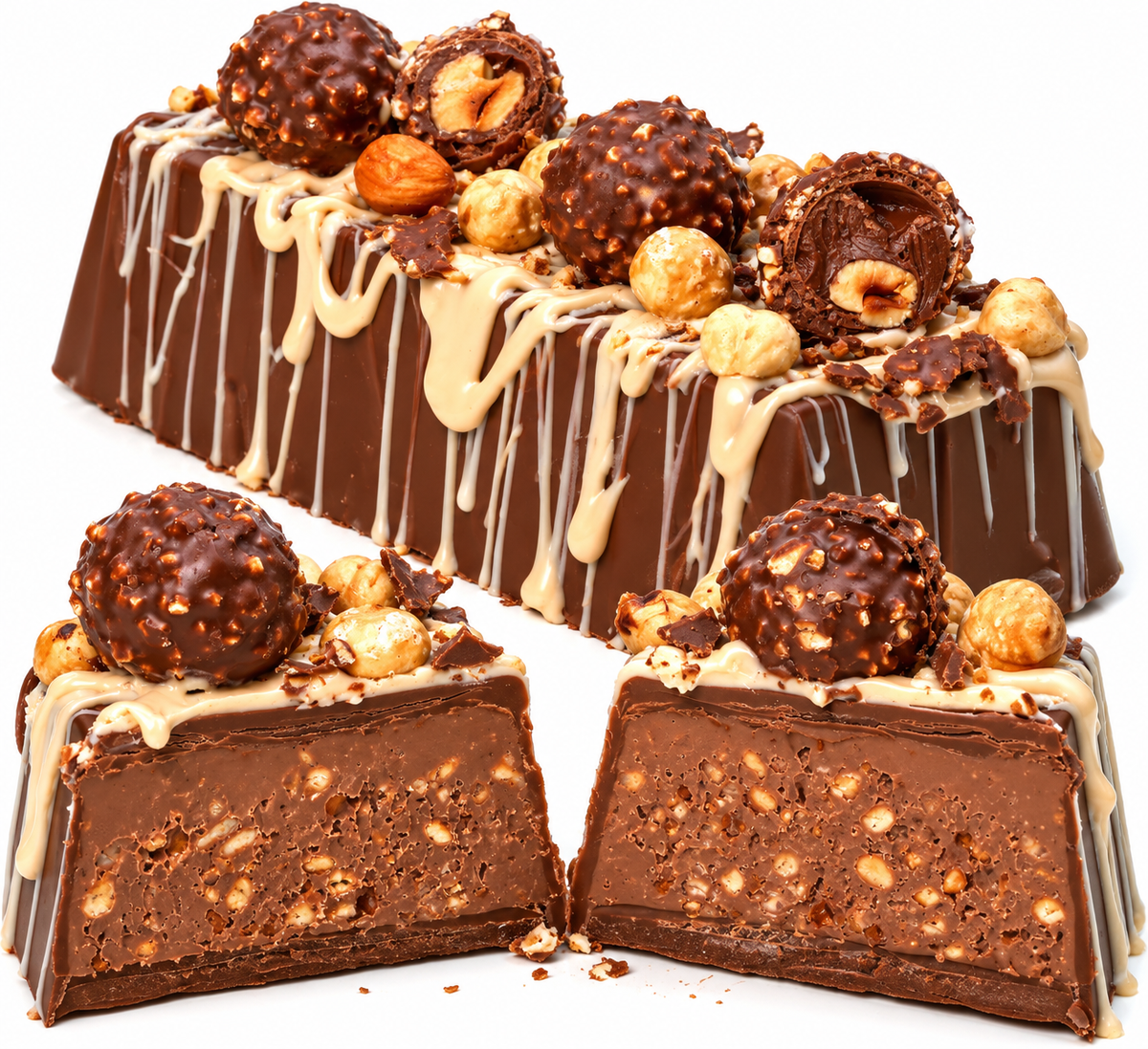 Torrone Artigianale da 400gr con aggiunta di snack Ferrero Rocher ®️