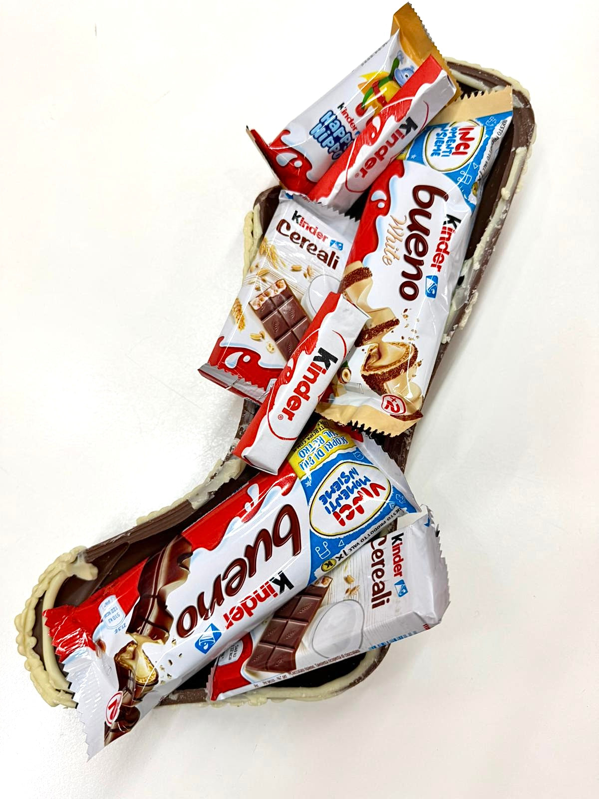 Calza di cioccolato ripiena di snack Kinder